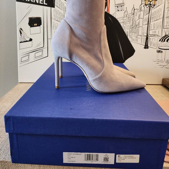 STUART WEITZMAN Women's Stuart 100 Stretch Bootie Cloud Suede Leather Sz 9.5B - Picture 4 of 6